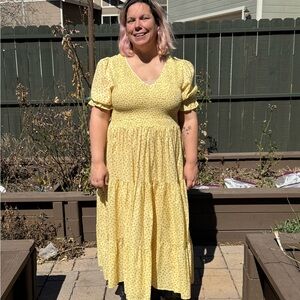 Beautiful Christy Dawn Brooklyn Dress 1x yellow smocked prairie cottagecore